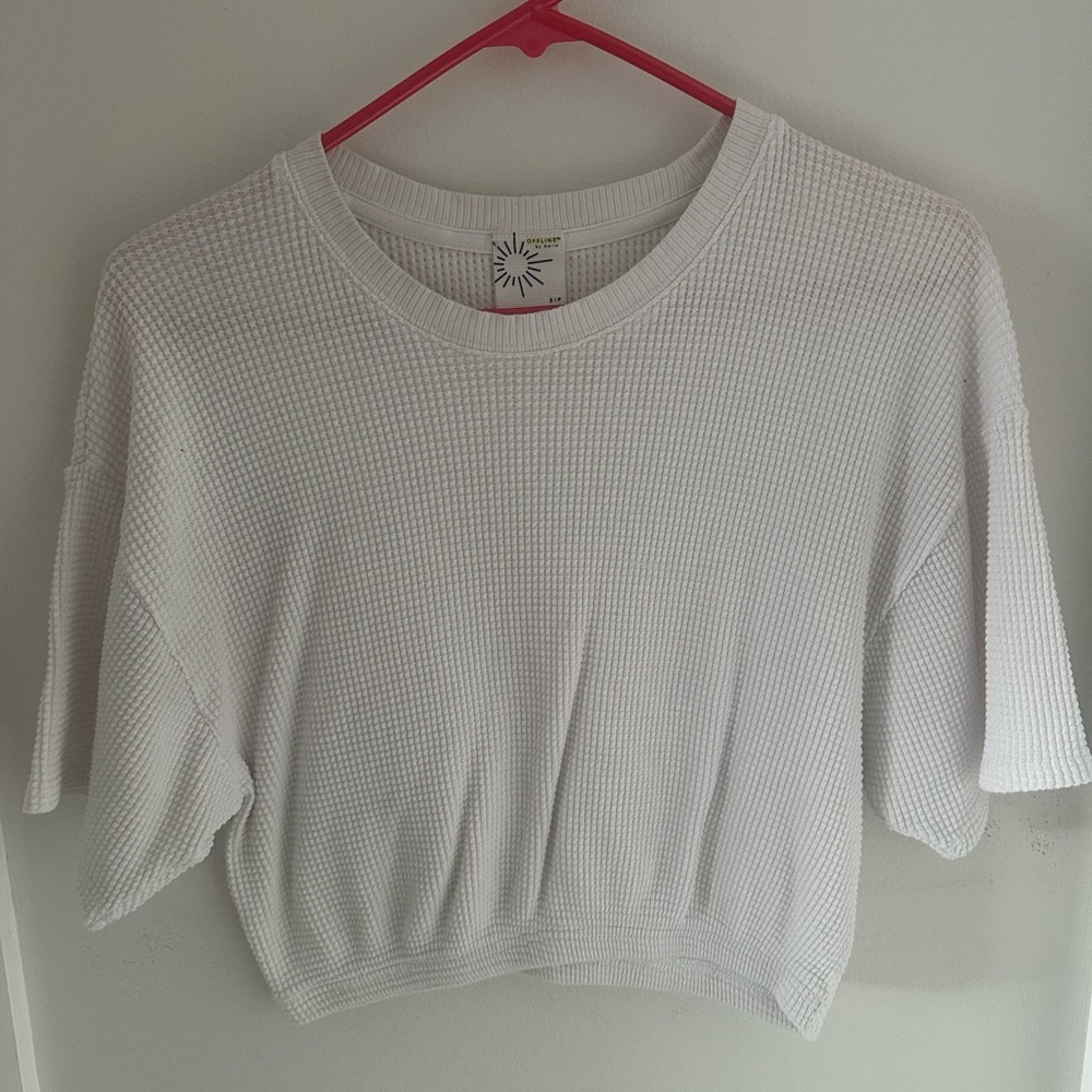 Aerie Waffle-Print Cinched T-Shirt